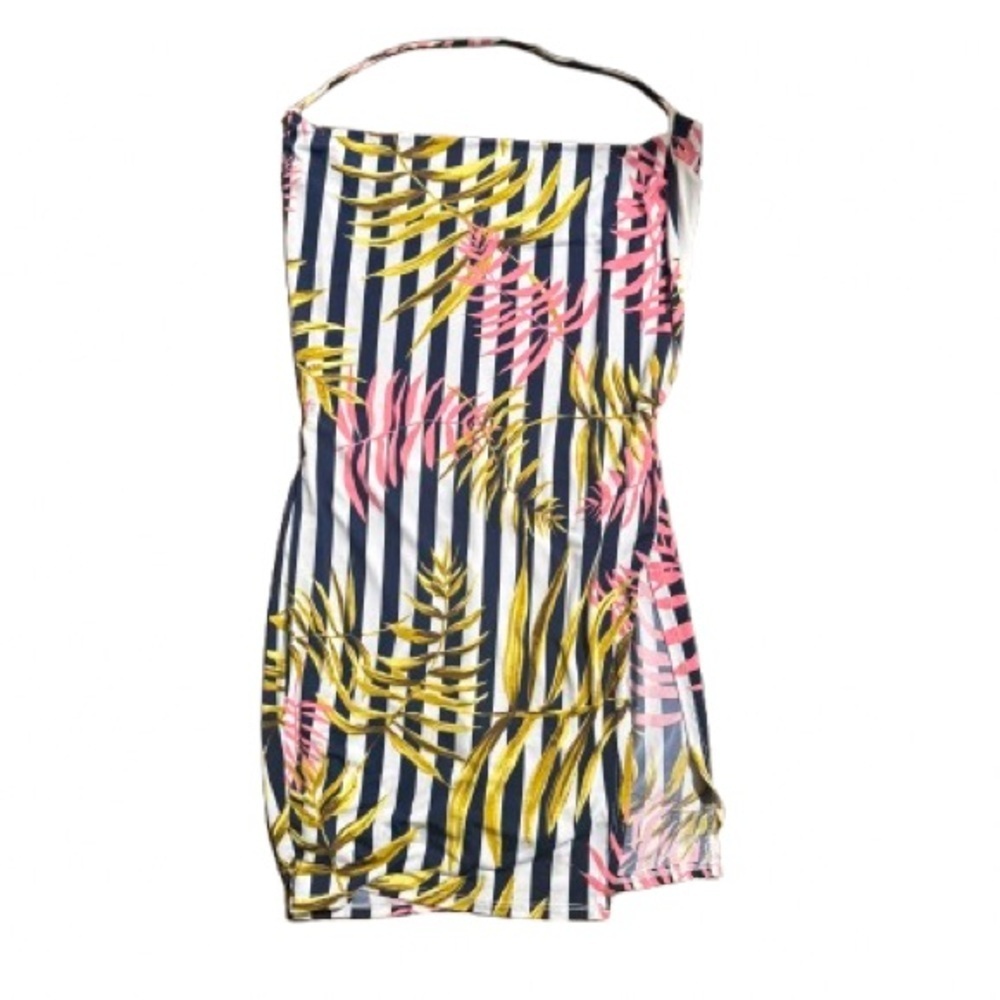 Striped Tropical Print Dress